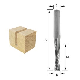 ENT Solid Carbide Spiral Bits SC Shank (C) 8 mm, Diameter (A) 3 mm, B 12 mm, GL 60 mm