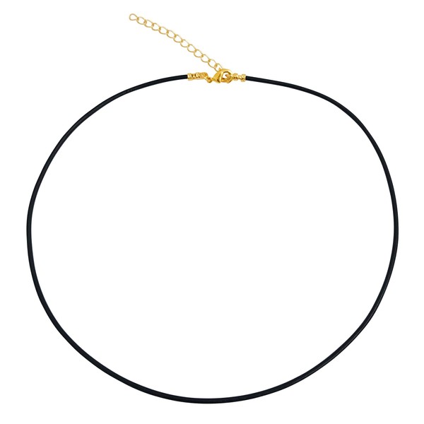 DragonWeave Gold Plated 1.8mm Fine Black Leather Cord Necklace with