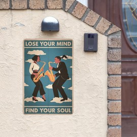 Jazz Soul Tin Sign 8X12IN Vintage Metal Wall Art for Music Studio, Speakeasy & Bohemian Lounge Decor