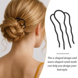 Heclia 8PCS Metal Hair Fork French Twist Comb for Updo Bun French Hairpins for Women Metal Side Combs U Shape Clips Combs for Women Hairs Accessories Non Slip Hairs Sticks Headpieces for Stylin