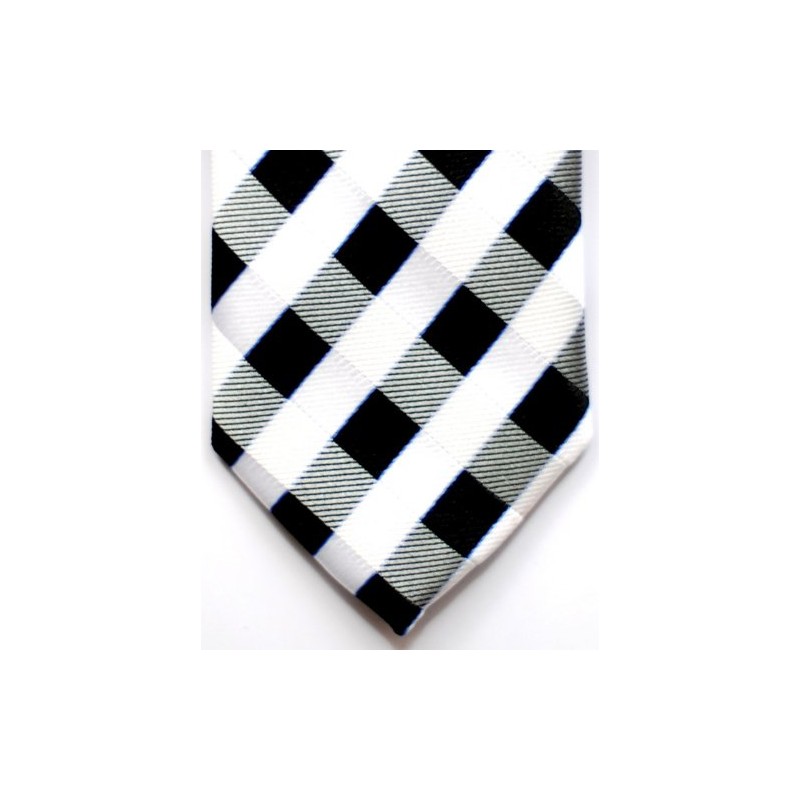 Premium Classic Check Woven Microfiber Skinny Tie - Black and