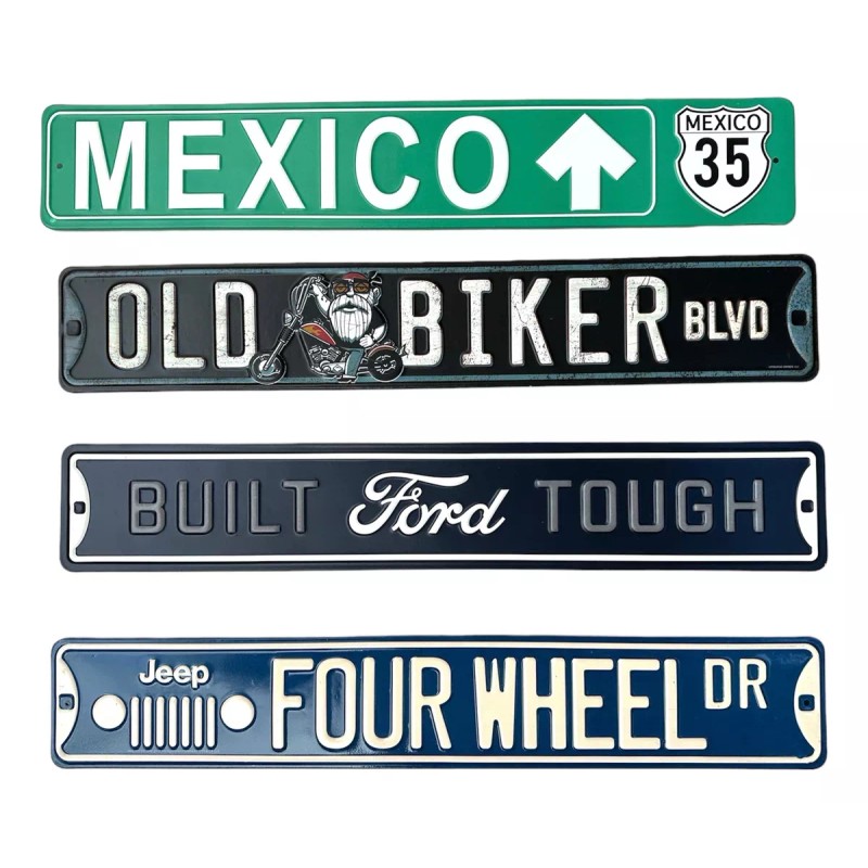 Open Roads Cartel Letrero Mexico 35 Lamina Carretera Troquelado Pared