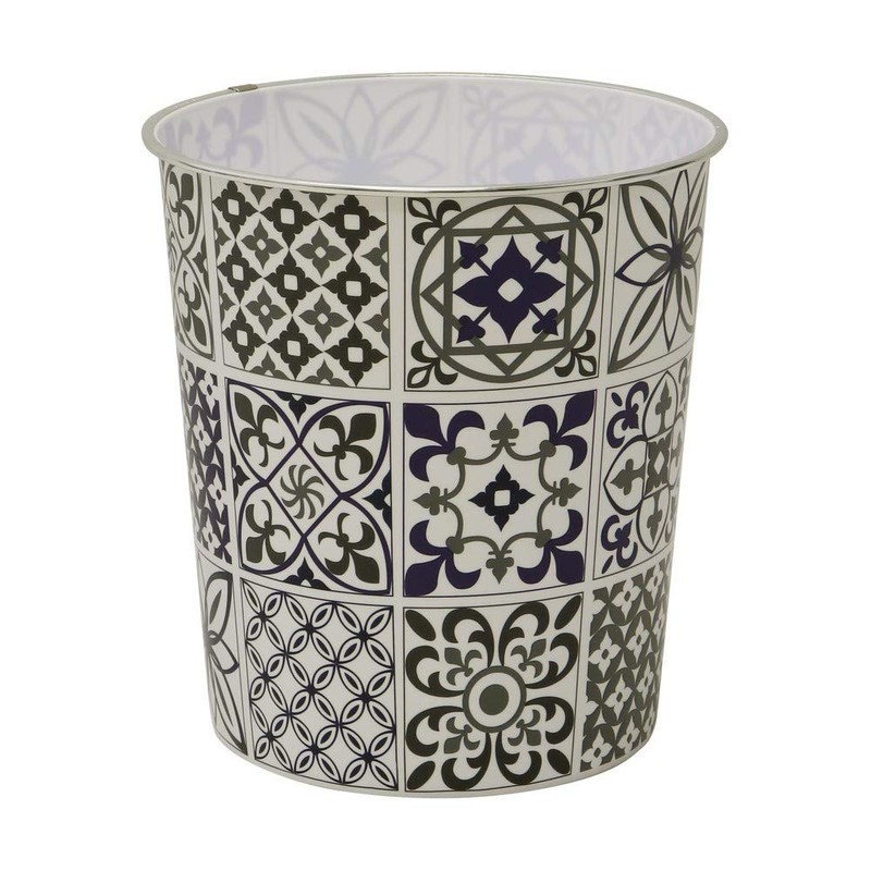 JVL Mosaic Navy Waste Paper Bin, Set of 2