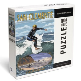 San Clemente, California, Day Surfer with Inset (1000 Piece Puzzle, Challenging Jigsaw Puzzle for Adults, Made in USA)