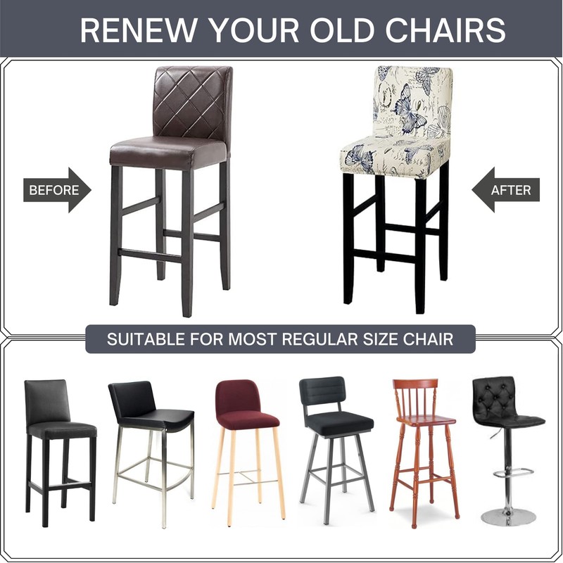 SearchI Bar Stool Covers Set of 4, Stretch Washable Barstool