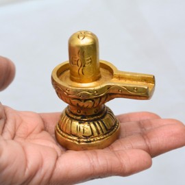 Brass Shivling Shiva Shiv Parivar Sculpture Murti Idol Family Statue 2" inch - 120 Gram | Decorative Worship Lord Shankar Shiv Lingam Hindu Gods for Home Temple Pooja Deity Metal Idol Vastu Gift