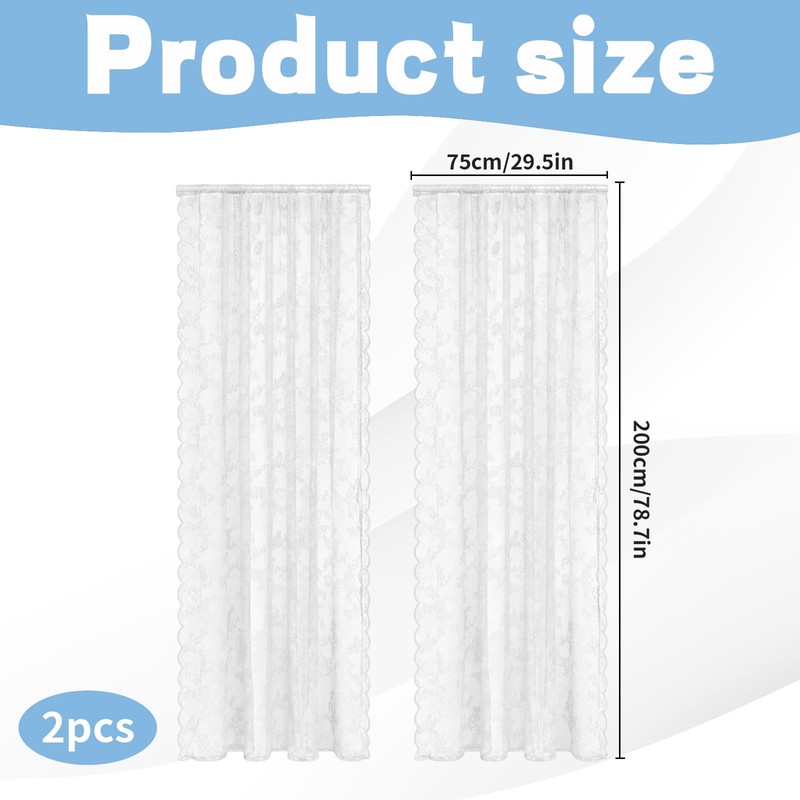 YcsRnn Net Curtains for Windows, French Lace Sheer Panels for