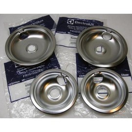 Frigidaire 2 X 316048413, 2 X 316048414 Range OEM Drip Pan 8" and 6" Chrome