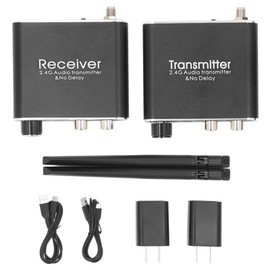 2.4G Wireless Audio Transceiver No Delay Audio Transmitter Receiver Adapter RCA 3.5mm Input Output 100‑240V US Plug