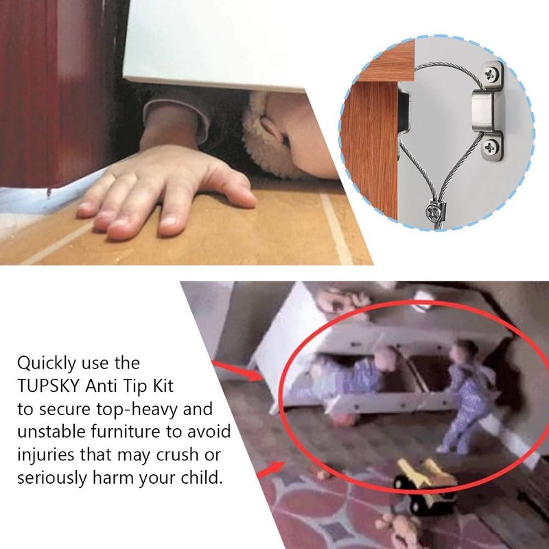 Furniture Anchors, TUPSKY Falling Furniture Prevention Device Cabinet Anti Tip