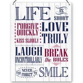 Dorothy Spring Life Is Short Love Truly Forgive Quickly Kiss Slowly Laugh Uncontrollably Break The Rules And Never Forget To Smile Inspirational Friendship Plaque Metal Sign Gift Size 15x20cm