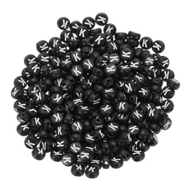 PATIKIL Round Letter Beads, 300 Pcs Letter K Acrylic Alphabet Black Beads White Letters for Jewelry Making Bracelets Making Necklaces DIY, White