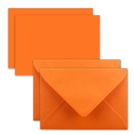 Set of 25 Cards with Envelopes, Set of Single Cards, DIN A7, 10.5 x 7.3 cm, Orange with Envelopes, C7 Wet Seal, Ideal Gift Tags