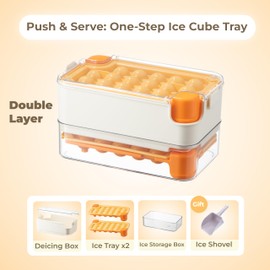 Innovative Ice Cube Tray - BPA Free Plastic - Easy Release Sphere Ice Ball Maker - Perfect for Cocktails, Drinks, and More (Orange)
