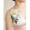 Rinlong 1Pc Floral Shoulder Corsages White Green Rose Mother of