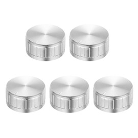 sourcing map Potentiometer Control Knob 6mm D Type Shaft Electric Guitar Power Amplifiers Stereos, Bass 180 Degrees 6x40x17mm Aluminum Plastic Knobs Silver 5PCS