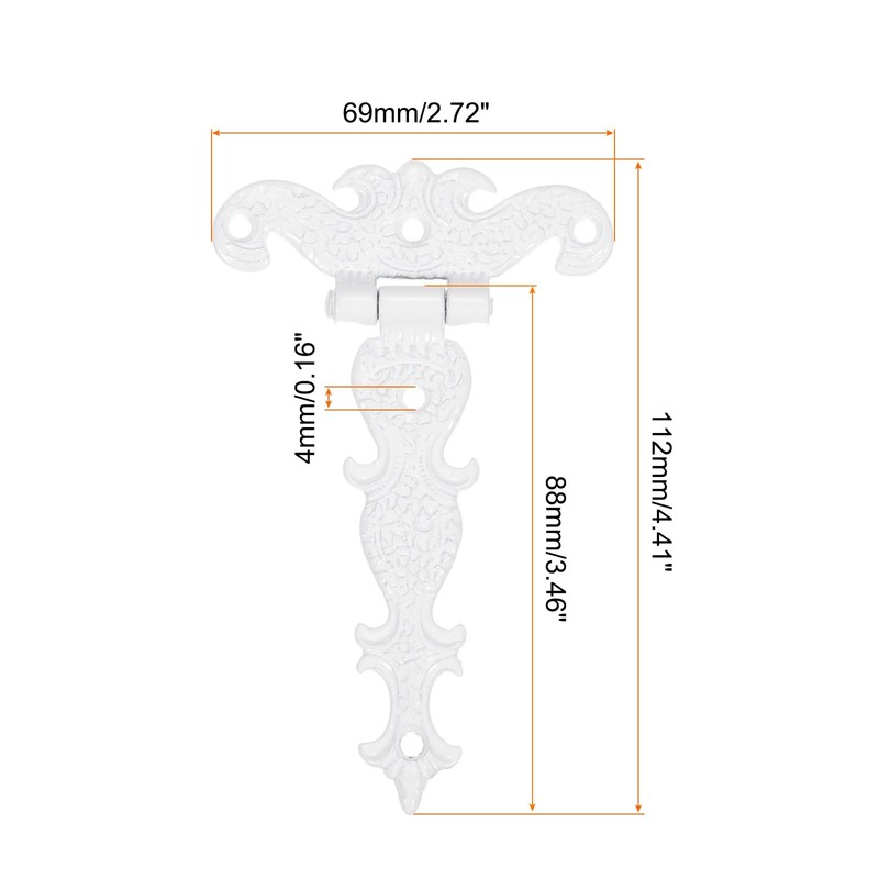 sourcing map 3.5 Inch Door Tee Hinge, 6Pcs T-Strap Hinges