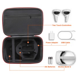 NexiGo Hard Carrying Case for Oculus Quest 2 with Elite Strap, All-in-one, Lightweight, VR Gaming Headsets and Controllers Accessories, Hard Protective Travel Case with Shoulder Strap (Black)