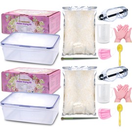 Wisesorb 2 Set of 5 LBS Silica Gel Flower Drying Kit, Silica Sand Reusable Flower Preservation Kit with Airtight Container, Gloves, Brush, Safety Goggles for DIY Wedding Bouquet Preservation