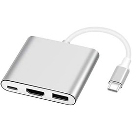Adaptador USB C a HDMI, USB 3.1 tipo C a HDMI 4K multipuerto AV convertidor con puerto USB 3.0 adaptador Mac HDMI, USBC Digital AV Multi puerto