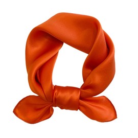 MEISEE Solid Color Mulberry Silk Scarf 21" Square Scarf Neck Scarf Hair Head Breathable Lightweight for Women Gift Packed (orange)