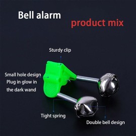 KLOPINXINGH 9 Pcs Fishing Rod Bell Fish Ring Double Alarm Bells Sea Fishing Accessories Rod Tip Lights Portable Night Sea Fish Green Rod Clip Tip Fish Bait Alarm