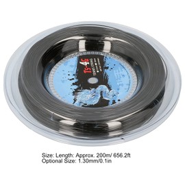 KIMISS Tennis Strings Roll Tennis Strings Black Polyester 200 ml Polyester Tennis Racket Strings Roundist Ance Hard Racket Strings (1.30 mm) (1.30 mm)