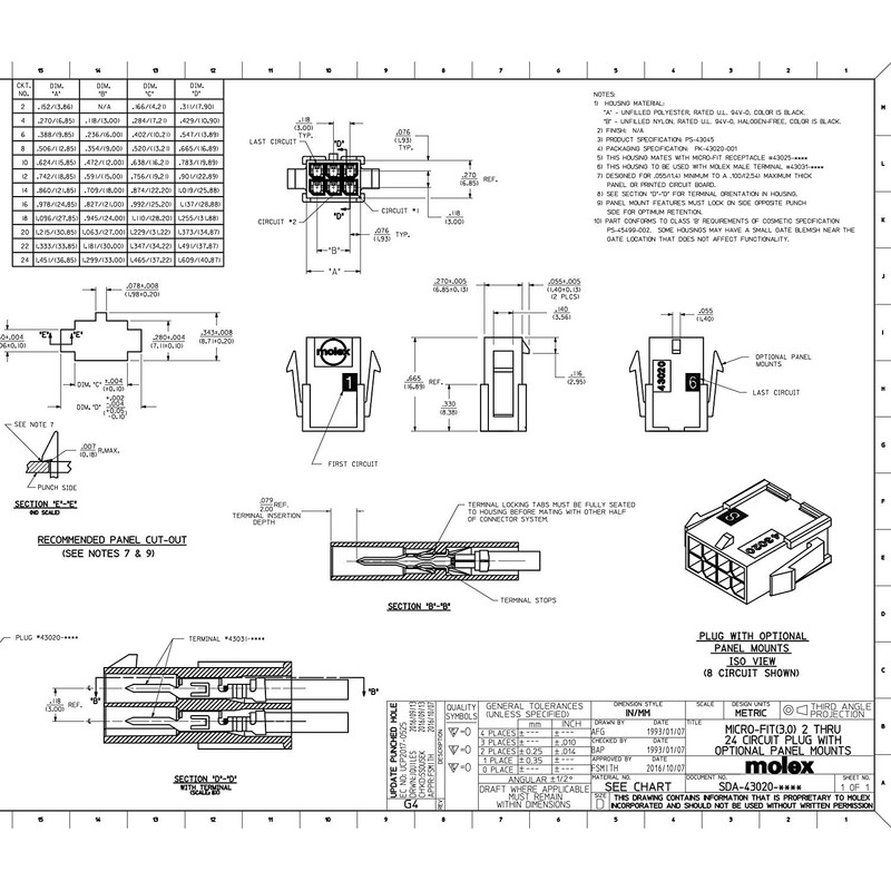 Molex Micro-Fit 3.0 Dual Row (14 Circuits) Male & Female