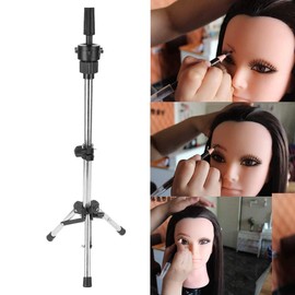 Mannequin Head Tripod Stand Wig Stand Holder With Foot Cosmetology Training Holder Adjustable Hairdressing Styling Practice Holder for Hair Extensions Hairdressing Training Doll Head Canvas Block Wig