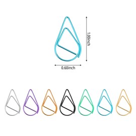 50Pcs Small Golden Paper Clips, Water Drop-Shaped Paperclips Bookmarks for Office Stationery Document, Memo, Poster, Photo (Black)