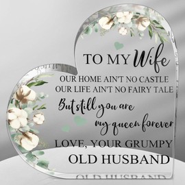 Yulejo Gifts for Wife from Husband for Women Acrylic Heart Gifts for Her Anniversary Wedding Birthday Keepsake Table Centerpiece Decorative Sign