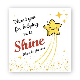 Papa Prints Thank You Teacher Cards Thank You for Helping Me Shine (145 x 150 mm) Card for Teacher End of the Year Perfect for Mentors, Assistants, Teachers With Envelope