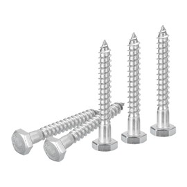 DTGN 1/4" x 2" Hex Lag Bolts - 20 Pack - for Woodworking, Furniture - 304 Stainless Steel Partial Thread Hexagon Head Lag Screws for Wood - Silver