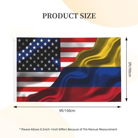 Usa American America Flag And Colombian Colombia Flag 3x5 Ft Double-Sided Printed Indoor/Outdoor Polyester Decoration Banner Brass Grommets 3x5 Foot National Flags For Outside