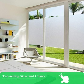 Coavas Window Privacy Film Frosted Home Office Film Non-Adhesive Wide Window Stickers Glass Film Removable Opaque Self Static Cling for Bathroom Garage Door Covering (Matte White, 35.4 x 78.7 inches)