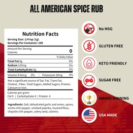 Pork Barrel BBQ All American Spice Rub, All Purpose BBQ Rub - Keto, No MSG, Zero Calorie, Gluten-Free and Sugar-Free, 3.8 oz - Pack of 2