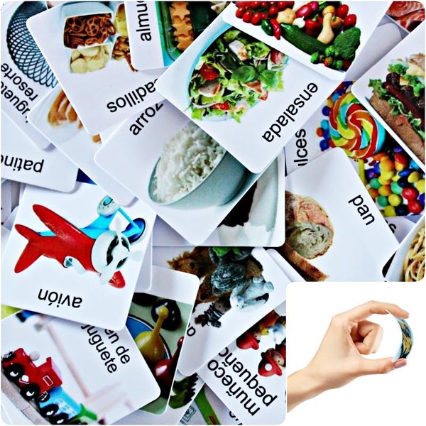 Smile4Autism Small 1.5"x1.5" Loose Spanish Visual Picture Cards, Receptive and