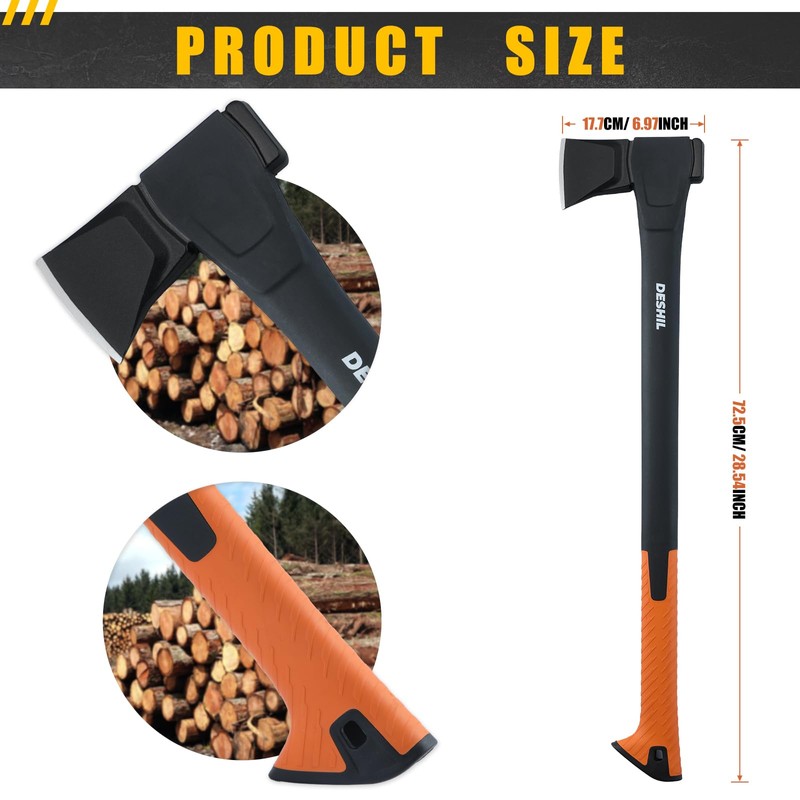 X25 Wood Splitting Axe, 28” Camping Outdoor Hatchet for Wood