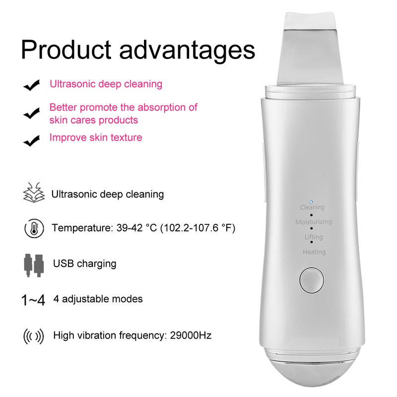 Ultrasonic Skin Scrubber Blackhead Removal Exfoliating Face Massage Pore Cleaner