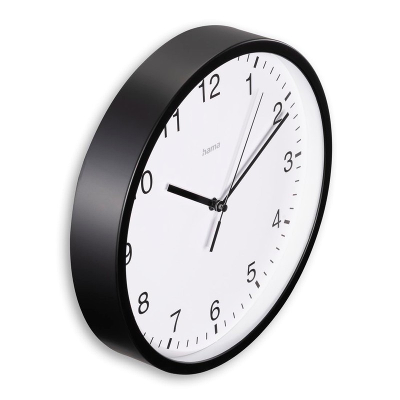 Hama Wall Clock, Plastic Glass, Black, Normal