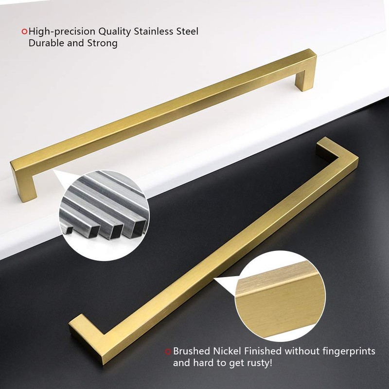 homdiy Brushed Brass Cabinet Handles Gold Cabinet Hardware 10Pack -