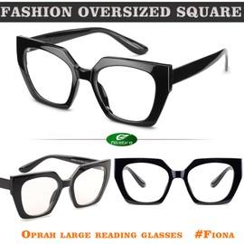 Ailebre Fashion Oprah Oversized Reading Glasses for Women Anti Computer Blue Light Blocking Eyeglasses Reader Stylish