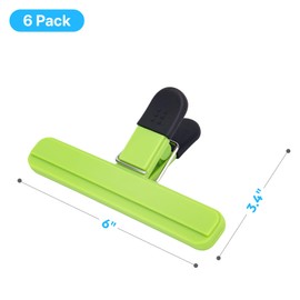 OWLKELA Chip Clips, 6 Pack Colors Wide Open Bag Clips for Food Storage, Heavy Duty Seal Grips Plastic Food Clips For Snack, Food Packages (6 inch x 3.4 inch)