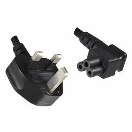 DINIC UK England to C5 Angled ASTA Power Cable Lead (2.00m, Left Angled, Black)
