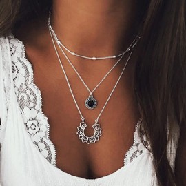 Layered Necklace for Women Stackable Beaded Pearl Choker Necklace for Teen Girls Retro Baroque Pearl OT Clasp Neckalce Dainty Herringbone Necklace Hip Hop Paperclip Chain Neckalce (Style E)