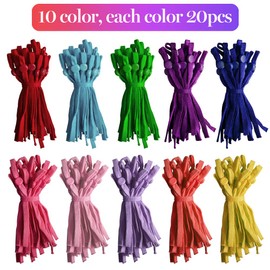 Kalolary 200pcs High Stretch Flat Elastic Bands with Adjustable Buckle, 10 Colors Elastic Cord Bands Stretchy Non-Slip Ear Band, for Adult Children DIY Crafts Supplies