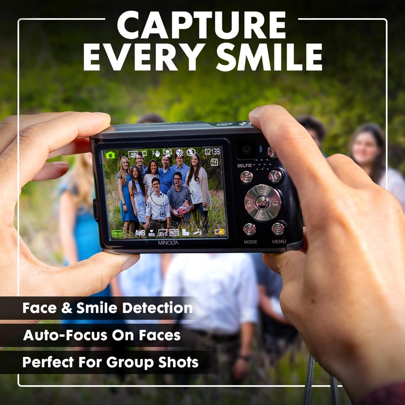 Minolta 48MP Digital Camera with Rear Selfie Lens – 4K