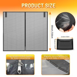 D-Lumina Sun Protection Car Tailgate, Fly Screen Car, Boot Cover with Zip, Magnetic Divider Curtain, Shade Net, Mosquito Net for Camping, Travel (174 x 150 cm)