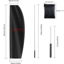 Parasol Cover Waterproof 210D Cover with Rod Rip Proof Oxford Fabric Heavy Duty Windproof Banana Parasol Cover with Zip for Garden Outdoor Cantilever Umbrella (265cm X 40/50cm)