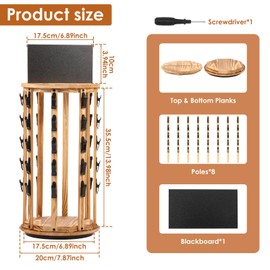 Tcwhniev Chip Rack Display Stand, Snack Display Rack with 360°Rotating Wooden Base, Easy Install Chip Rack Display Stand, Space Saving Snack Bag Holder Organizer for Candy